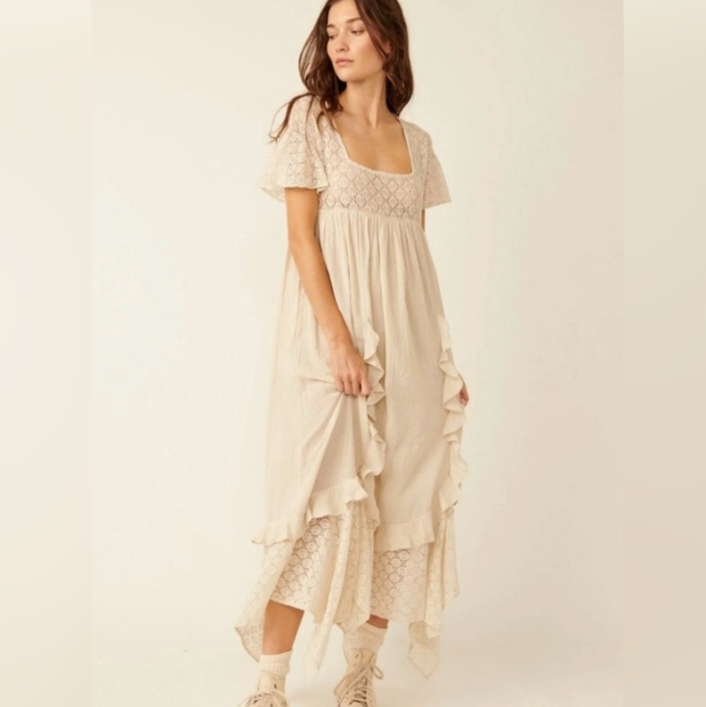 Free People Cream Lace Maxi Dress